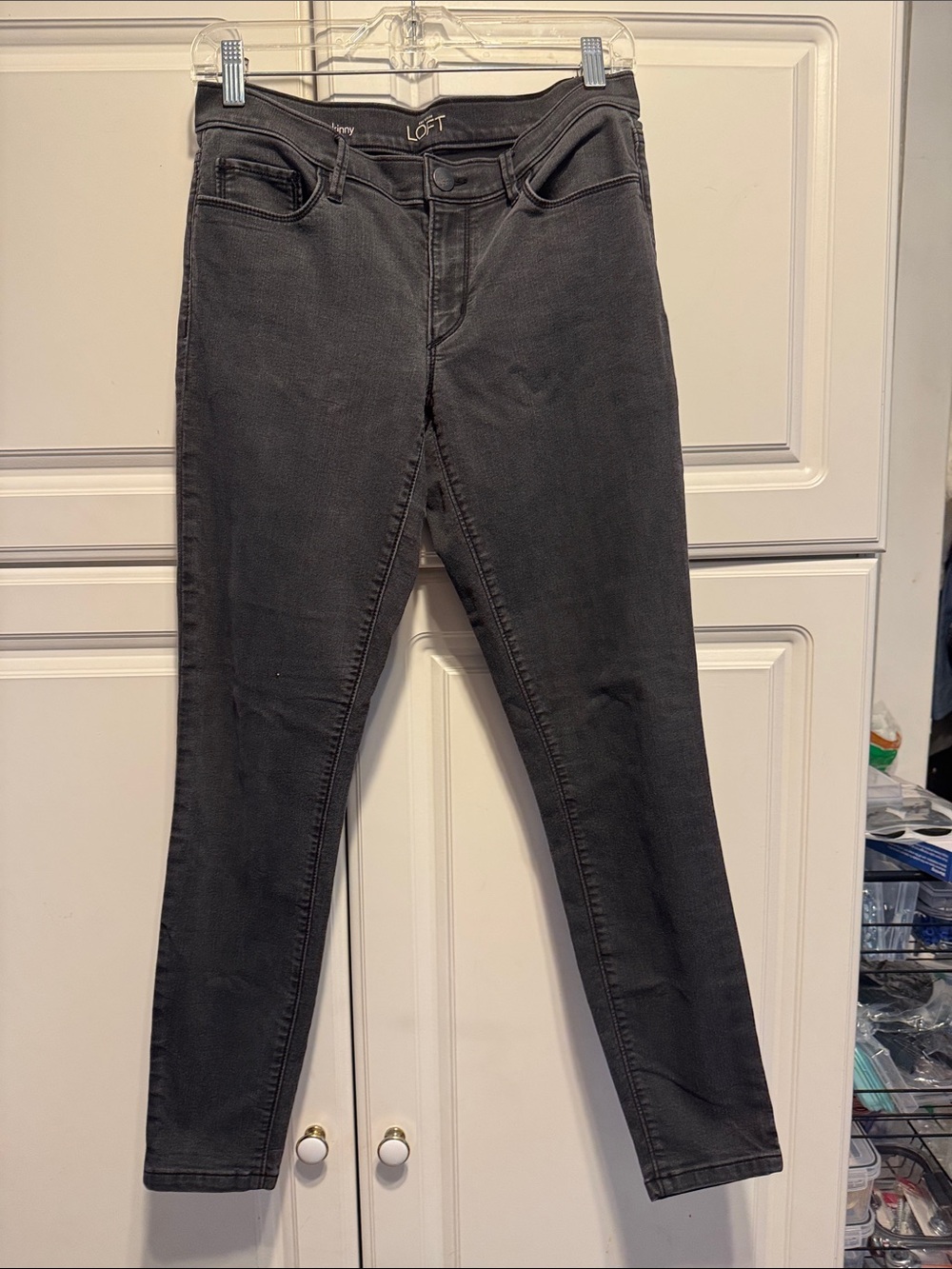 LOFT Dark Charcoal Skinny Jeans